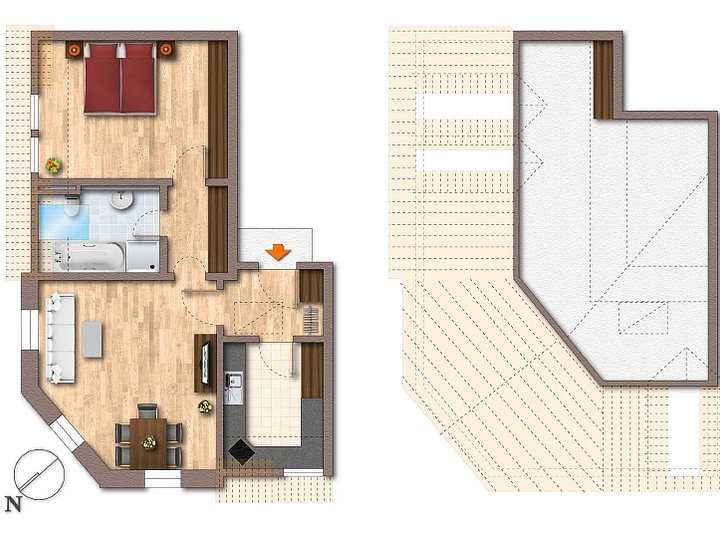 Grundriss Wohnung 1DG + 2DG Grundriss Wohnung 1DG + 2DG