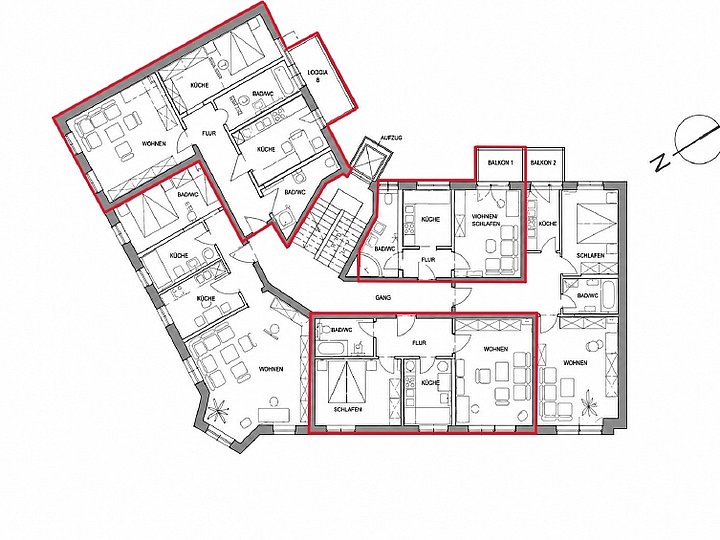 Etagen Grundriss WE 5, 7, 20