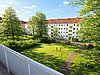 Balkonblick auf ein sonniges Gartenparadies Balkonblick auf ein sonniges Gartenparadies